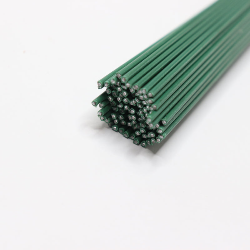 (100-Pk) DIY Floral Stems With Glue Coated Wire Iron Green 40cm