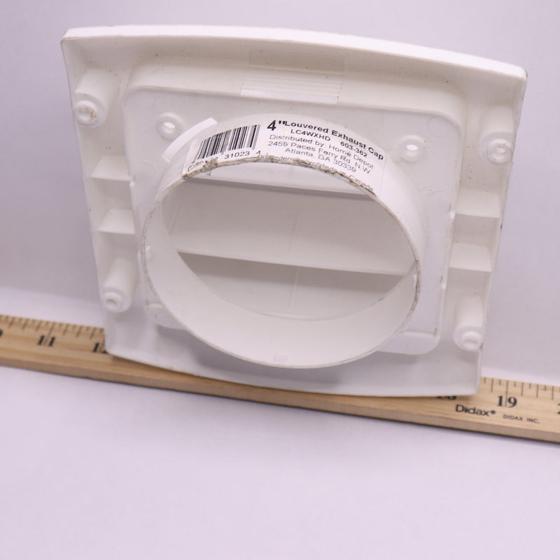 Everbilt Louvered Vent Cap Plastic White 4" LC4WXHD