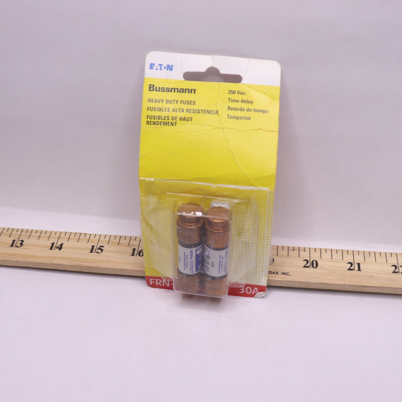 (2-Pk) Eaton Fusetron Dual Element Time-Delay Cartridge Fuse Brass BP/FRN-R-30