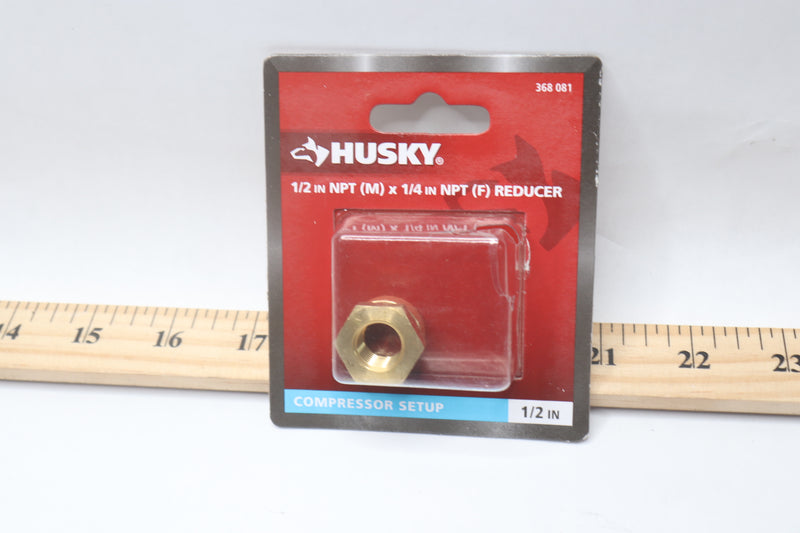 Husky Female Coupler Pipe Fitting Brass 1/2 Male X 1/4 Female 368 081