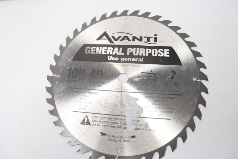 Avanti General Purpose Circular Saw Blade 40T 10" A1040X