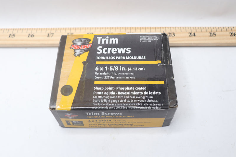 (227-Pk) Pro-Twist Internal Square Trim-Head Drywall Screws Metal Black
