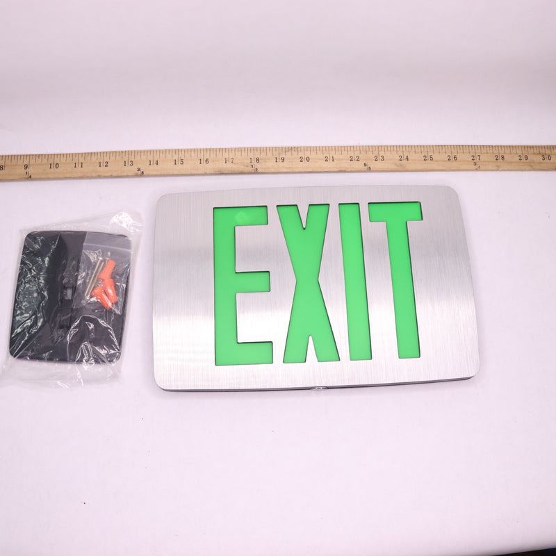 Westgate Lighting Thin Die Cast LED Exit Sign Aluminum Green XD-TH-2GAAMEM