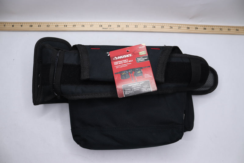 Husky 2-Bag 10-Pocket Contractor's Work Tool Belt Black 524 043