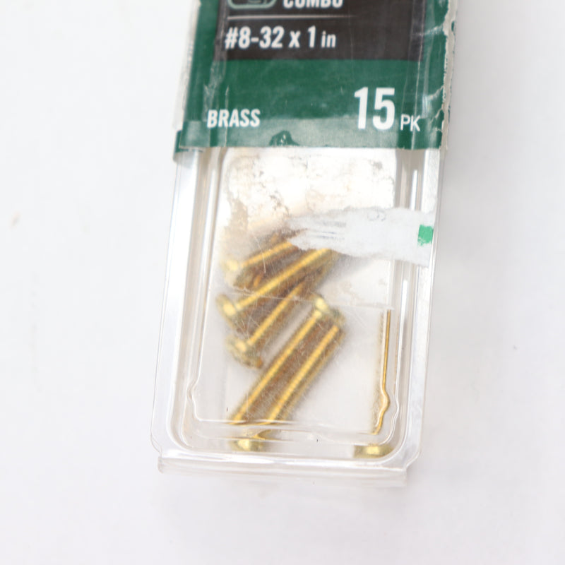 (15-Pk) Everbilt Combo Pan Head Machine Screw  Brass