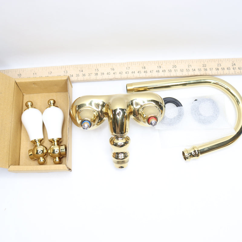 Kingston Adjustable Vintage Clawfoot Tub Faucet Polished Brass 8" CC75T2