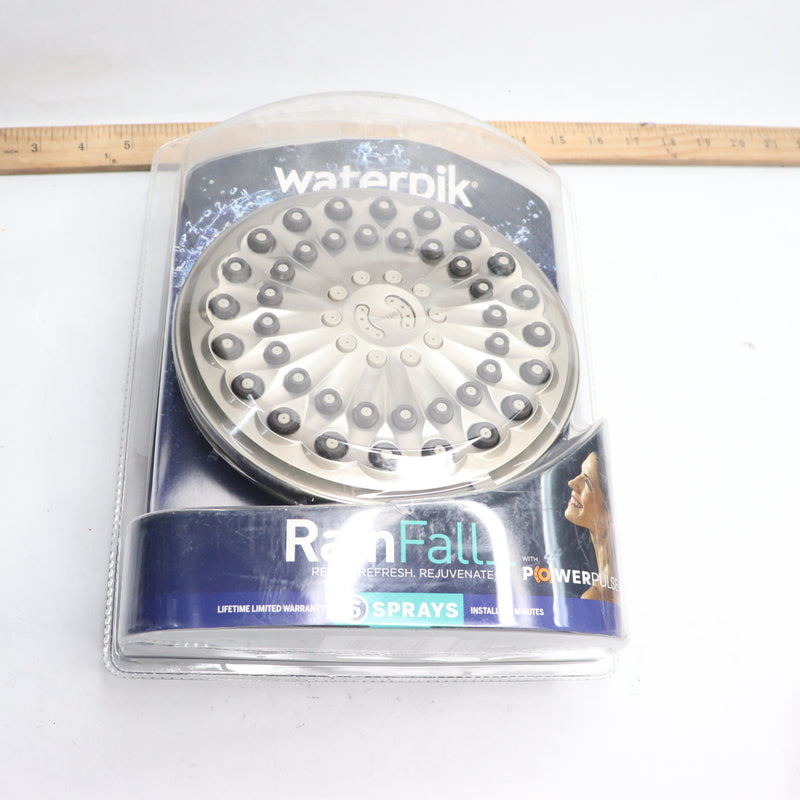 Waterpik Drencher Wall Mount Fixed Adjustable Shower Head 6-Spray Brushed 7"