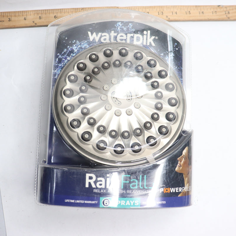 Waterpik Drencher Wall Mount Fixed Adjustable Shower Head 6-Spray Brushed 7"