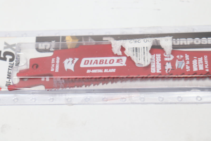 (5-Pk) Diablo Bi-Metal Reciprocating Saw Blades 8/14 TPI 6" DS0614BGP5