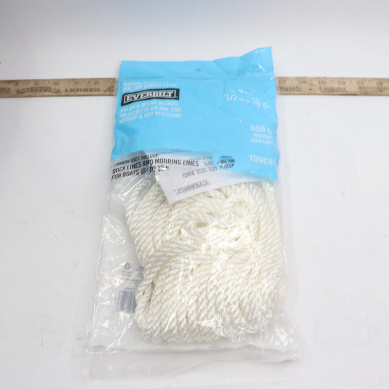 Everbilt Double Braid Dock Line Rope Nylon Beige/Cream 650 LB 1/2" x 25 Ft