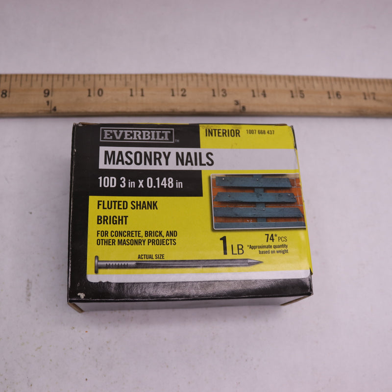 Everbilt Fluted Masonry Nails Bright 1 lb 10D 3" 1007 668 437