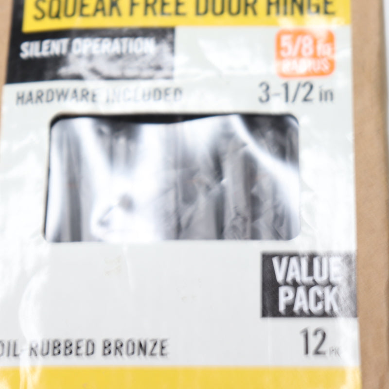 (12-Pk) Everbilt Squeak-Free Door Hinge Oil-Rubbed Bronze 5/8" Radius 3-1/2"