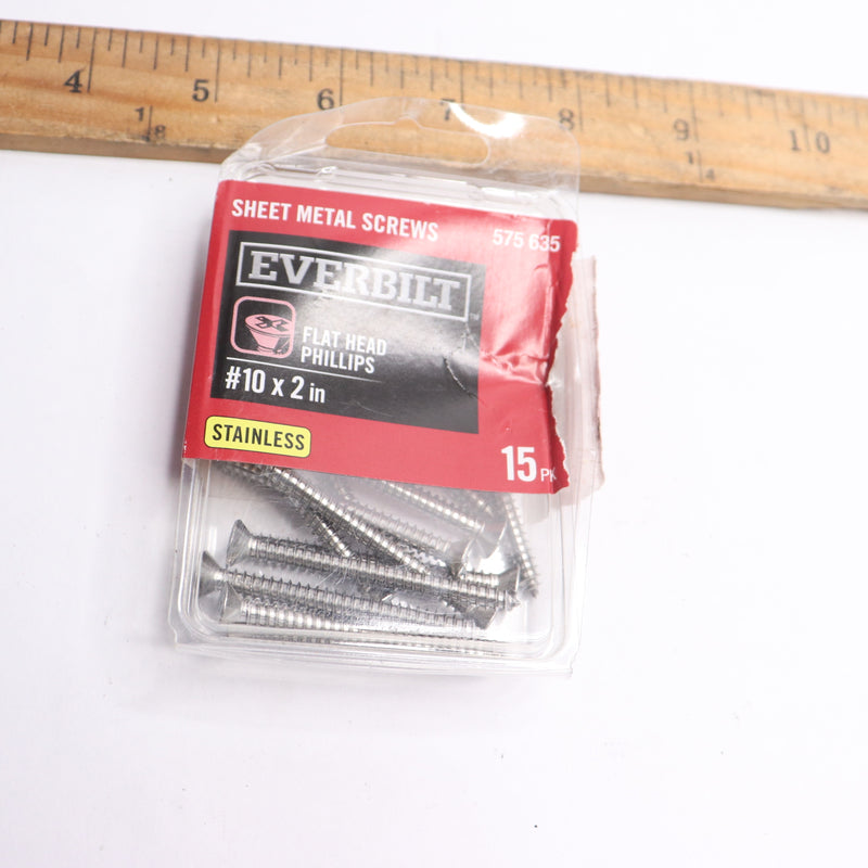 (15-Pk) Everbilt Phillips Flat-Head Sheet Metal Screws