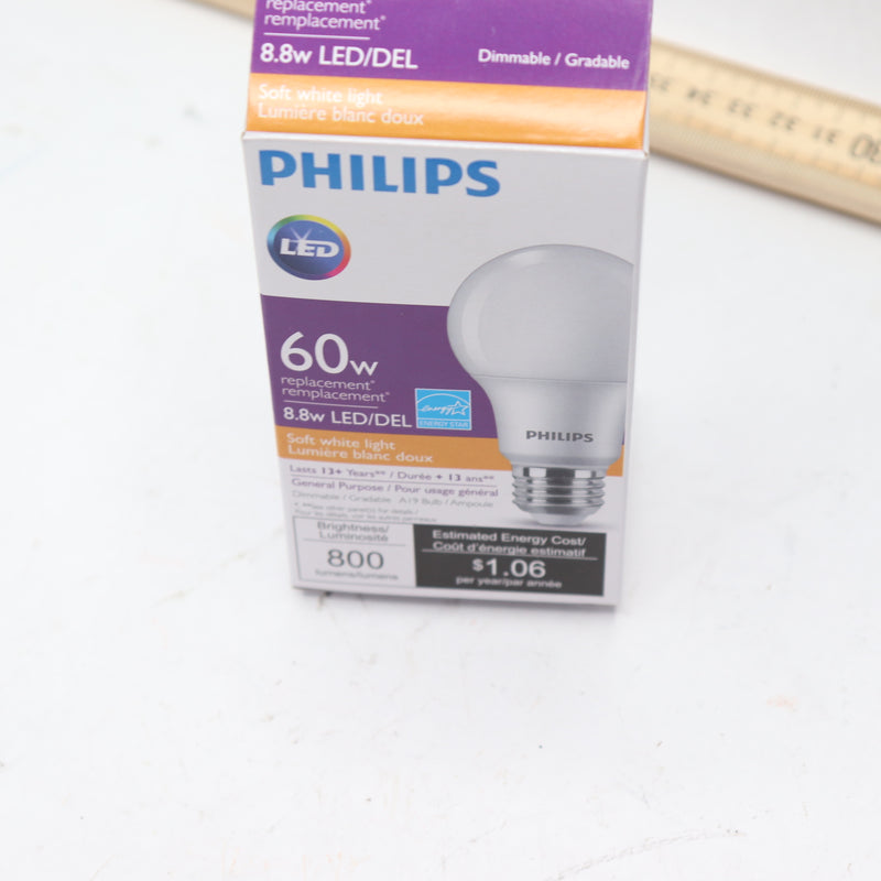 Philips Dimmable A Line Pear Bulb LED Light Warm White 2,700K 8.8W 120V