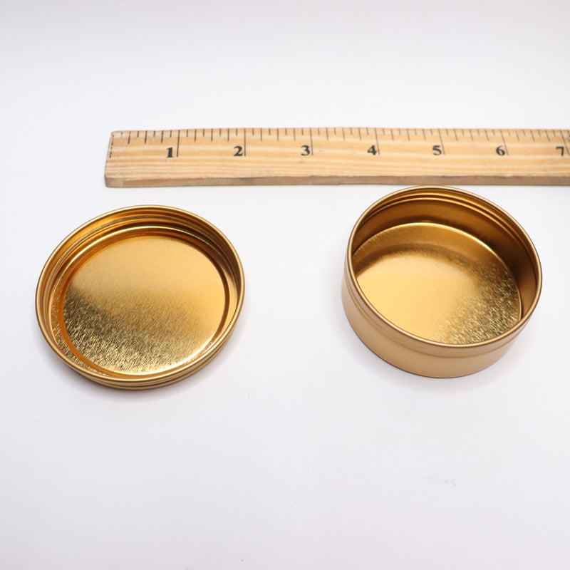 (72-Pk) Union Street Tin Jars Screwtop Aluminum Gold Color 2oz M535