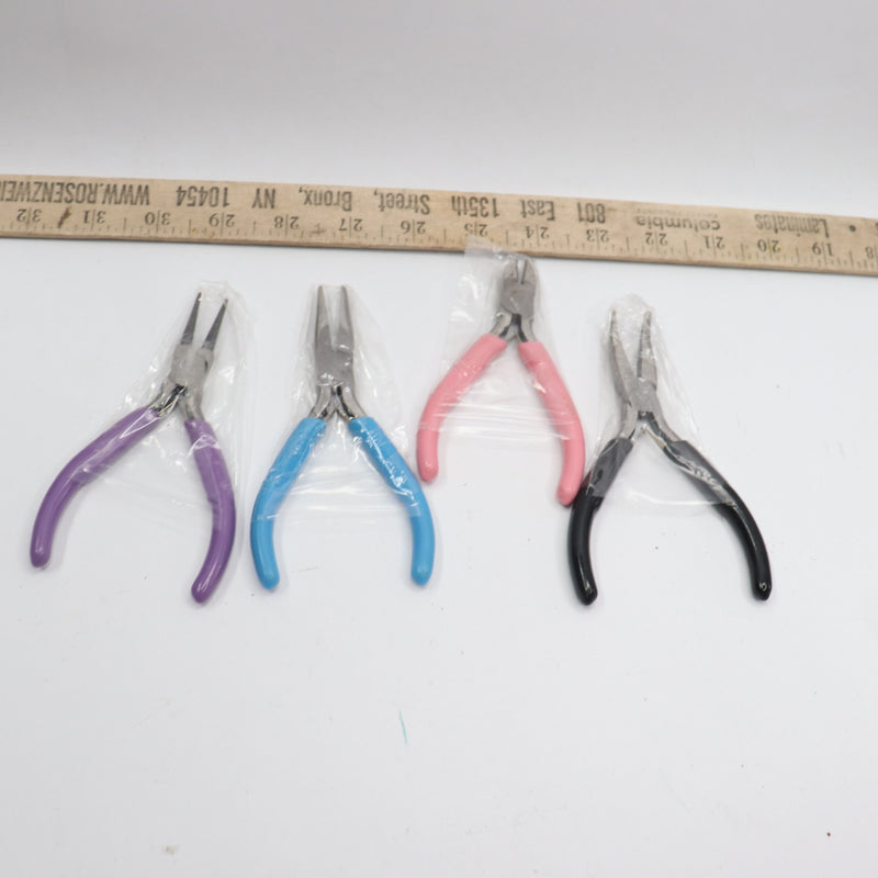 (4-Pk) Jewelry Making Pliers Tools Kit For Wire Wrapping Earring Assorted