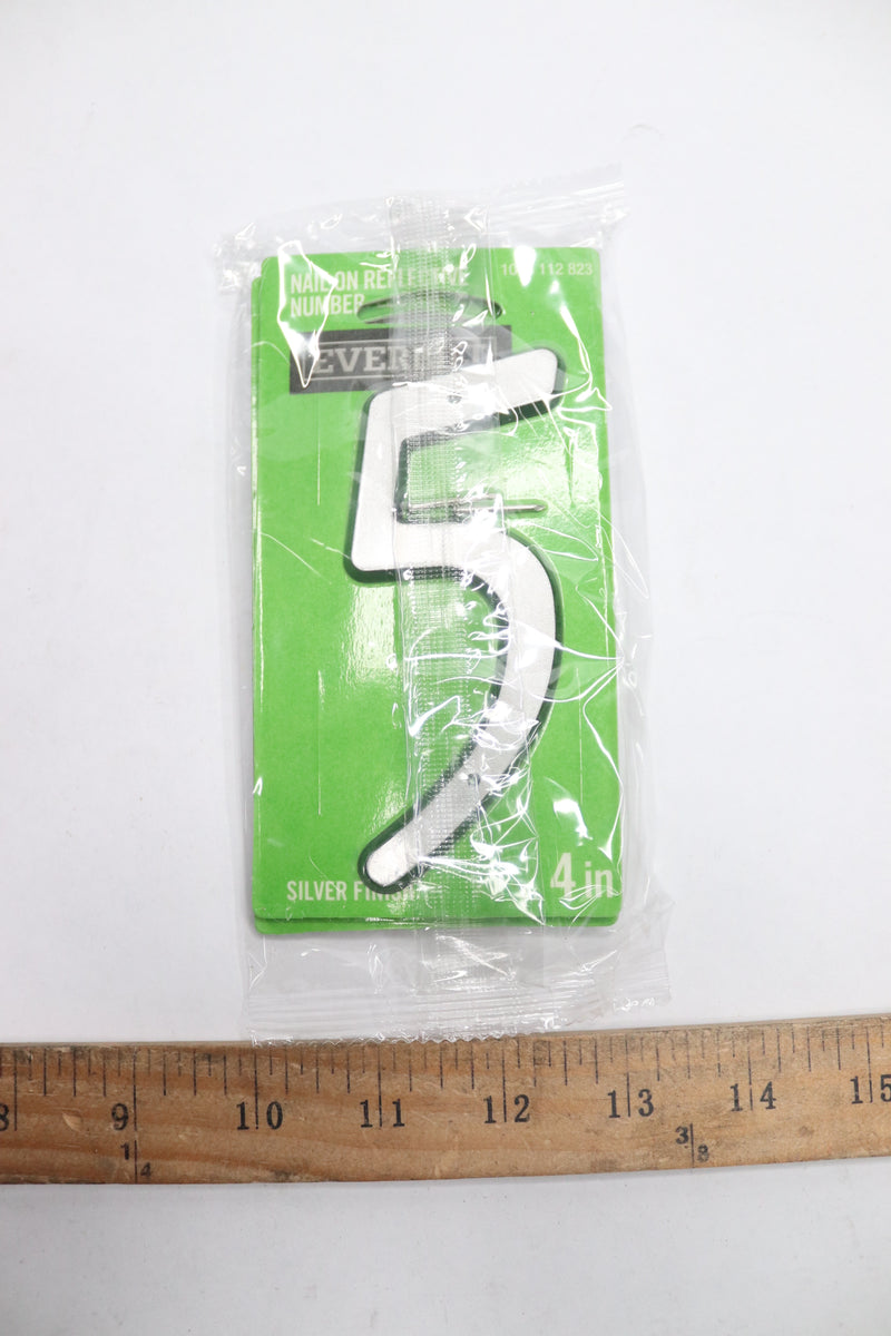 (3-Pk) Everbilt Reflective Nail-On House Number 5 Plastic 4" 1003 112 823