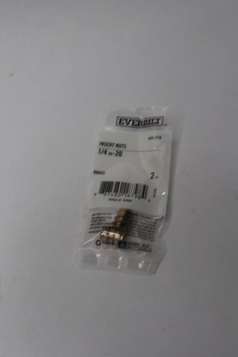 (2-Pk) Everbilt Wood Insert Nut Metallics Solid Brass 1/4" x -20TPI 818798