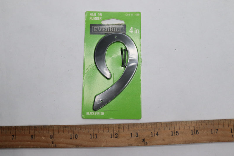 Everbilt Nail-On House Number 9 Aluminum Black 4" 1003 111 459