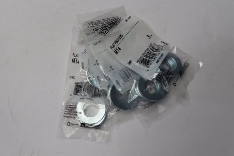 (15-Pk) Everbilt Flat Washer Zinc-Plated Steel 14 mm 340 494