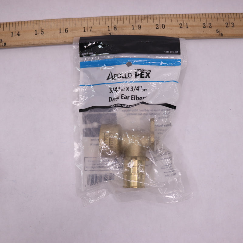 Apollo 90-Deg Drop-Ear Elbow 3/4" Brass PEX-A Exp Barb x 3/4" F Pipe Adapter