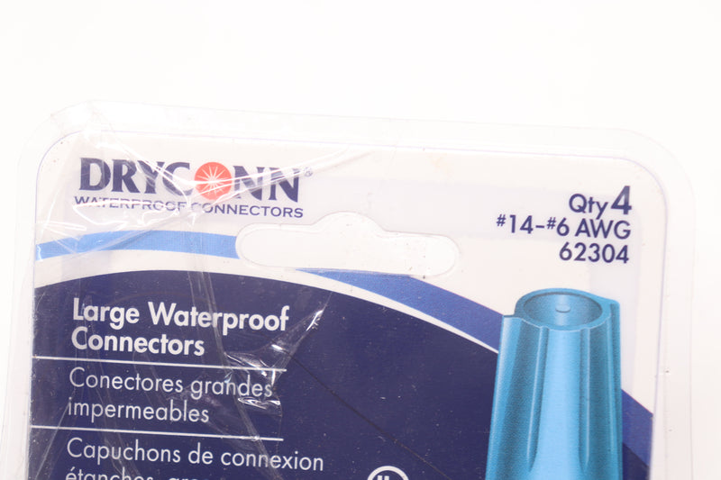 (4-Pk) DryConn Waterproof Wire Connectors Aqua/Dark Blue 14-6AWG 62304