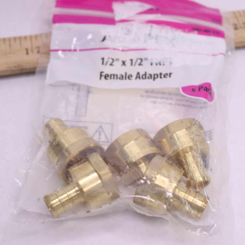 (5-Pk) Apollo Female Adapter Pex Brass 1/2" APXFA12125PK