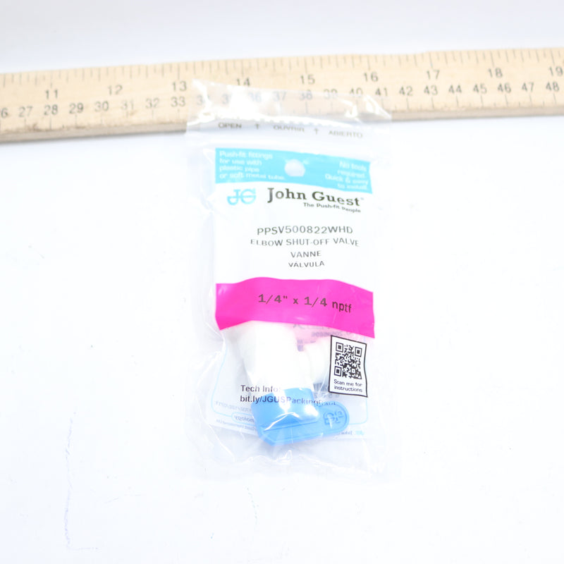 John Guest Elbow Shut-Off Ball Valve Female Threads 1/4" x 1/4"