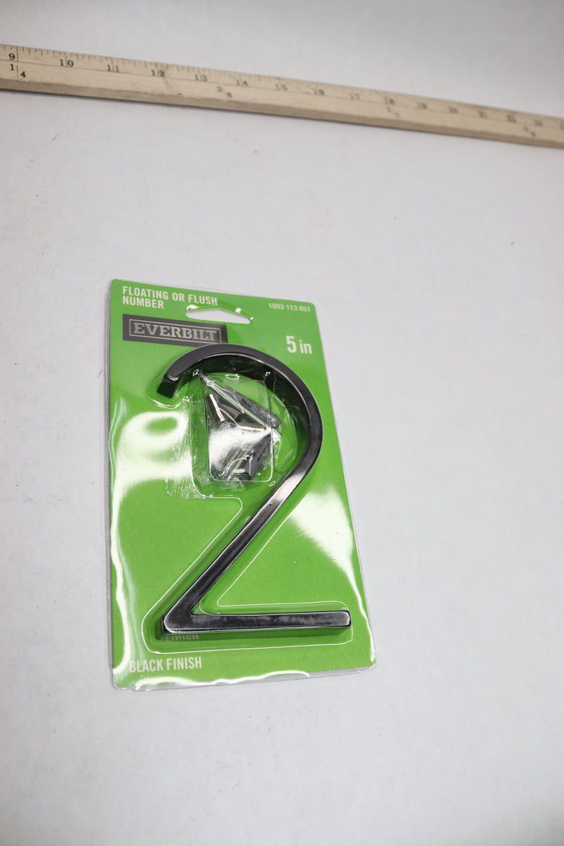 Everbilt Floating Or FLush House Number 2 Black 5" 1003113651