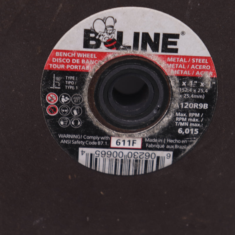 B-Line Straight Resinoid Wheel Fine Grit T1 6" Dia. x 1" Thick x 1" Arbor 611F