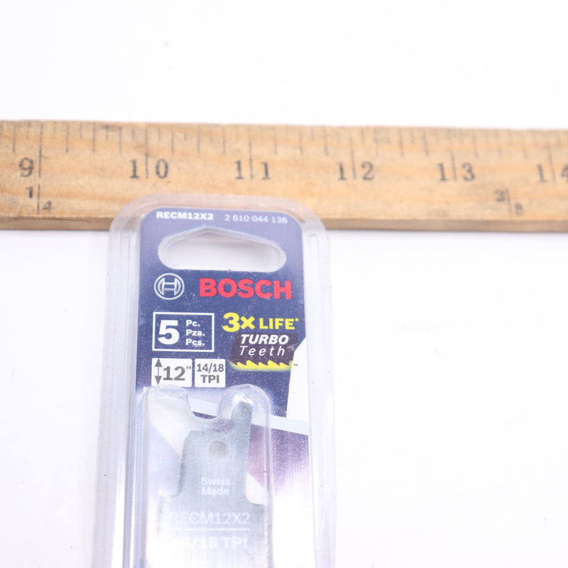 (5-Pk) Bosch Edge Reciprocating Saw Blade Medium Metal 14/18 TPI 12"
