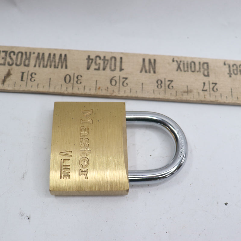 Master Lock Padlock Keyed Alike Rectangular Brass Body Steel Shackle 1" W 3LXV2