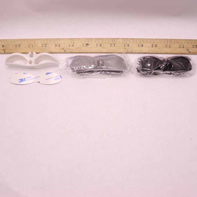 (3-Pk) Adhesive Cord Wrapper Organizer Silicone Grey/Black/White