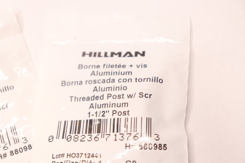 (10-Pk) Hilllman Screw Post with Screw Aluminum 1-1/2"