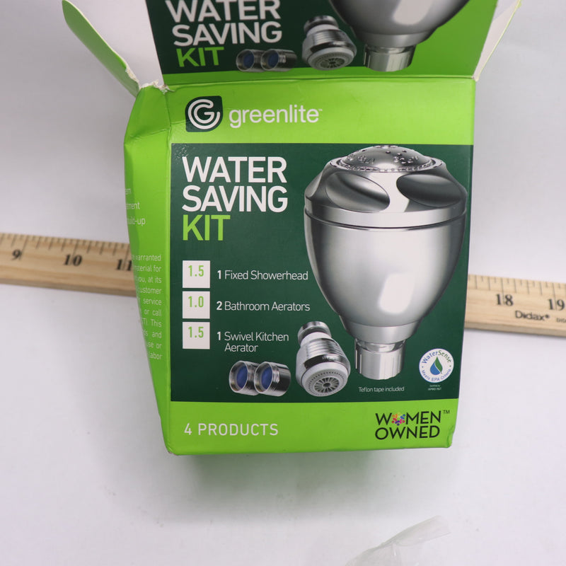 (4-PK) Greenlite Bathroom Kitchen Showerhead Water Saving Kit with 3 Aerators