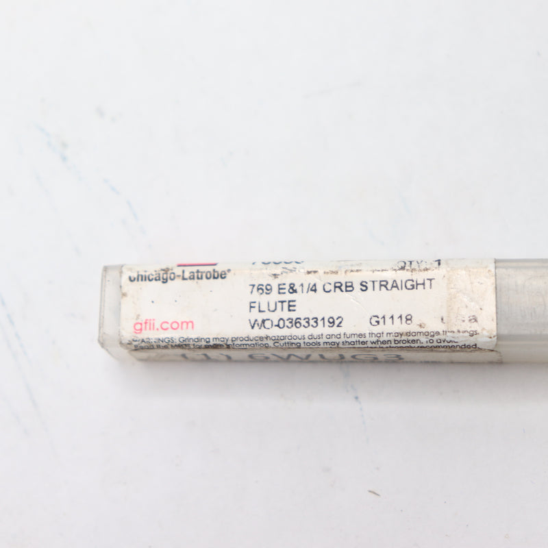 Chicago Latrobe Short Length Drill Bit Straight Flute 140 Deg Solid Carbide 1/4"