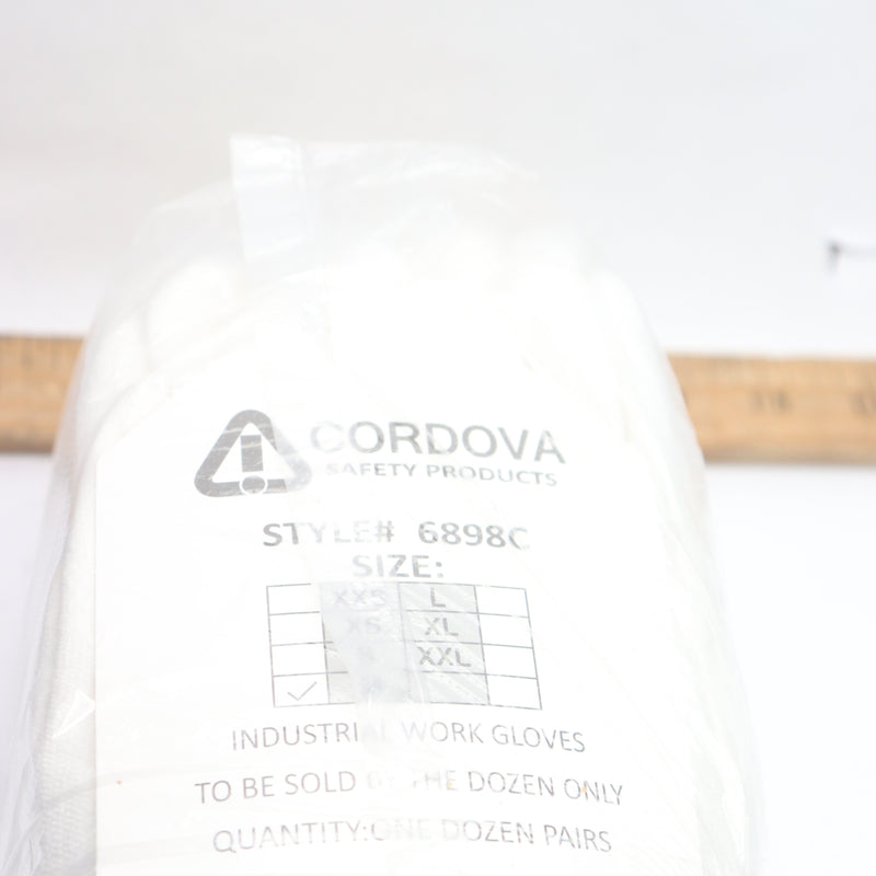 (12-Pair) Cordova Standard Gloves White 13-Gauge Medium 6898CM