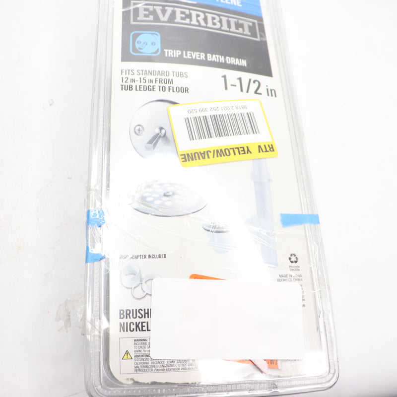 Everbilt Trip Lever Bath Waste and Overflow Drain Brushed Nickel 1-1/2"