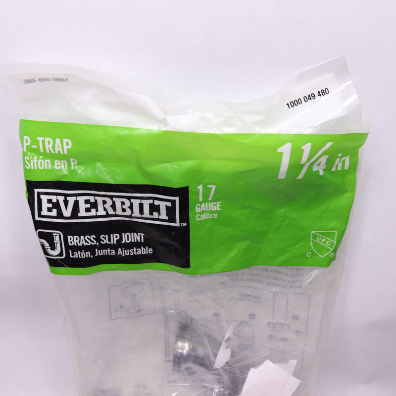 Everbilt P-Trap Without Cleanout Slip Joint Brass 1-1/4" - J Bend & 1 Nut Only