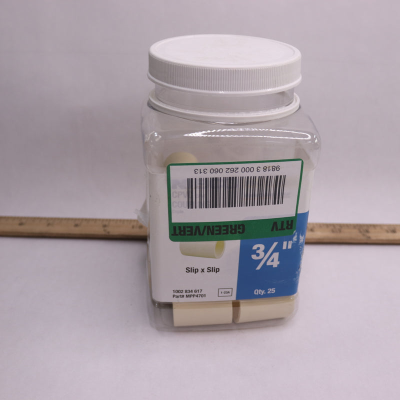 (19-Pk) Nibco Slip x Slip Coupling Fitting CPVC 3/4" x 3/4" MPP4701