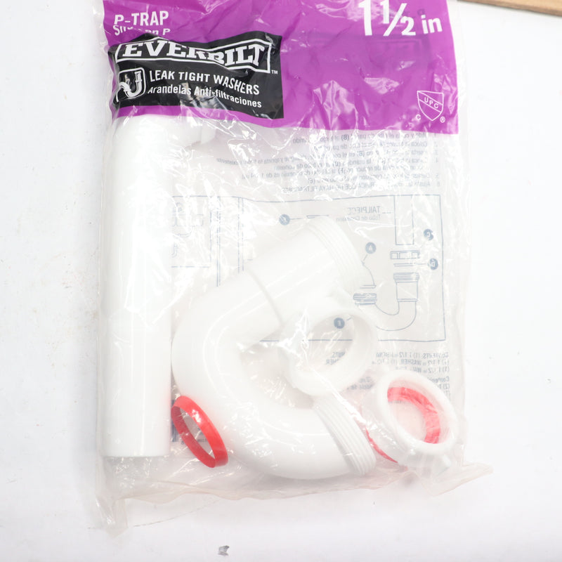 Everbilt J-Bend Sink Drain P-Trap White 1-1/2" 101101A