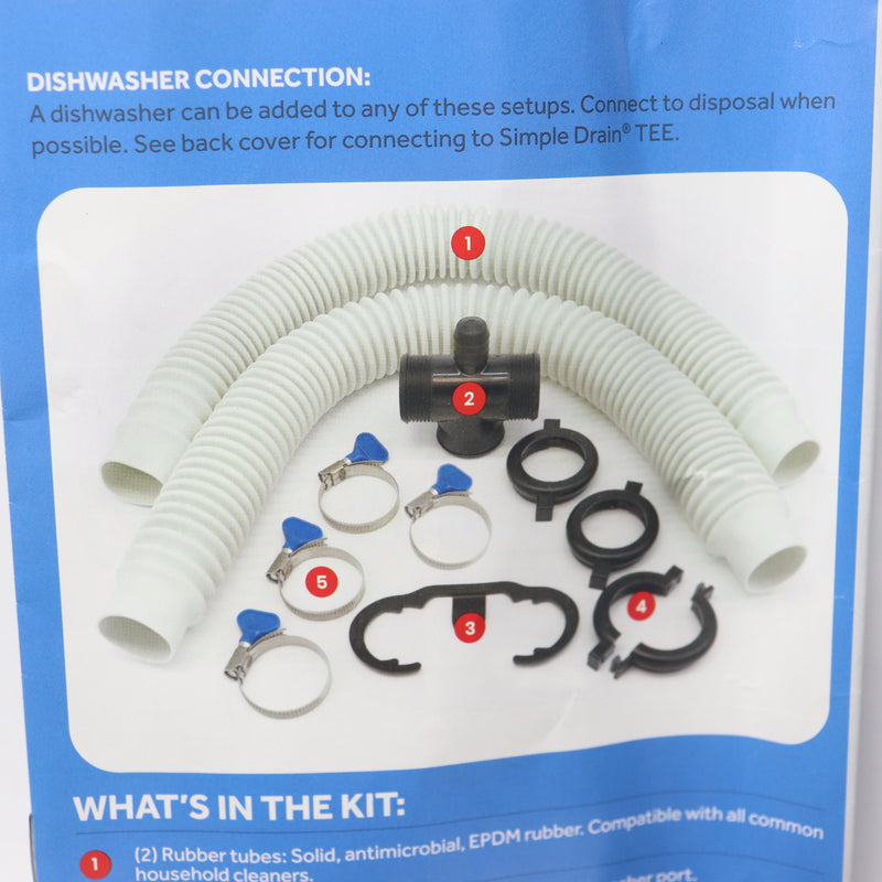 Simple Drain Double Sink Drain Kit Brass Rubber 1-1/2" - Complete
