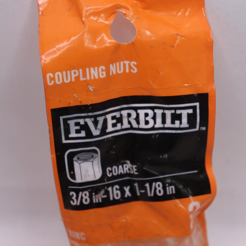 (2-Pk) Everbilt Rod Coupling Nuts Zinc 3/8"-16 TPI 1000016180