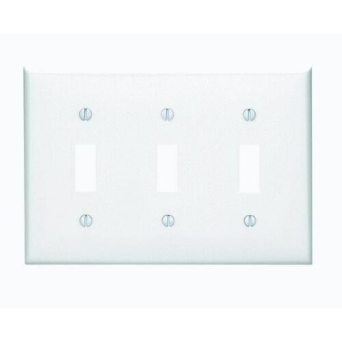 Leviton 3-Gang Toggle Device Switch Wallplate 4.5" H x 6.37" W 80711-W