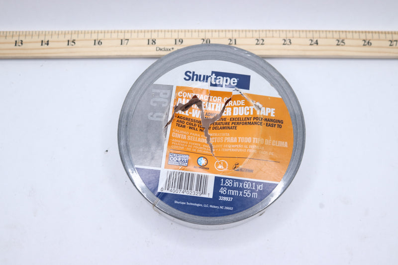 Shurtape Duct Tape Contractor Grade Indoor/Outdoor Gray 48mm x 55m, 9 mil 328937