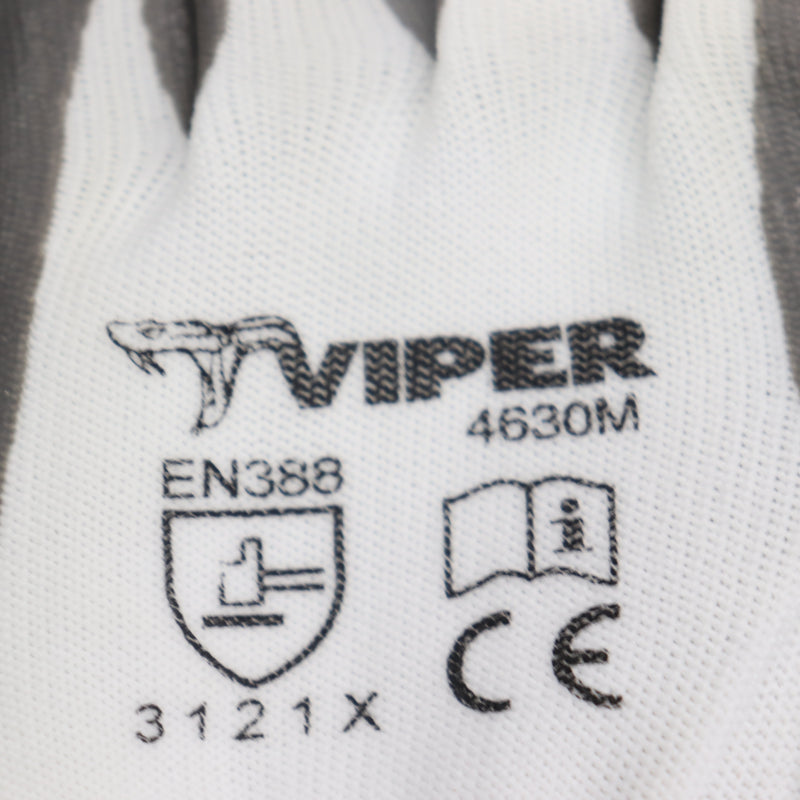 (Pair) Viper Ultra Thin Nitrile Palm Coated Gloves Gray Medium 4630M