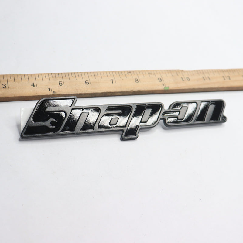 Snap-On Emblem Badge Decal Logo Plastic Gray & Black KNM781ABLK