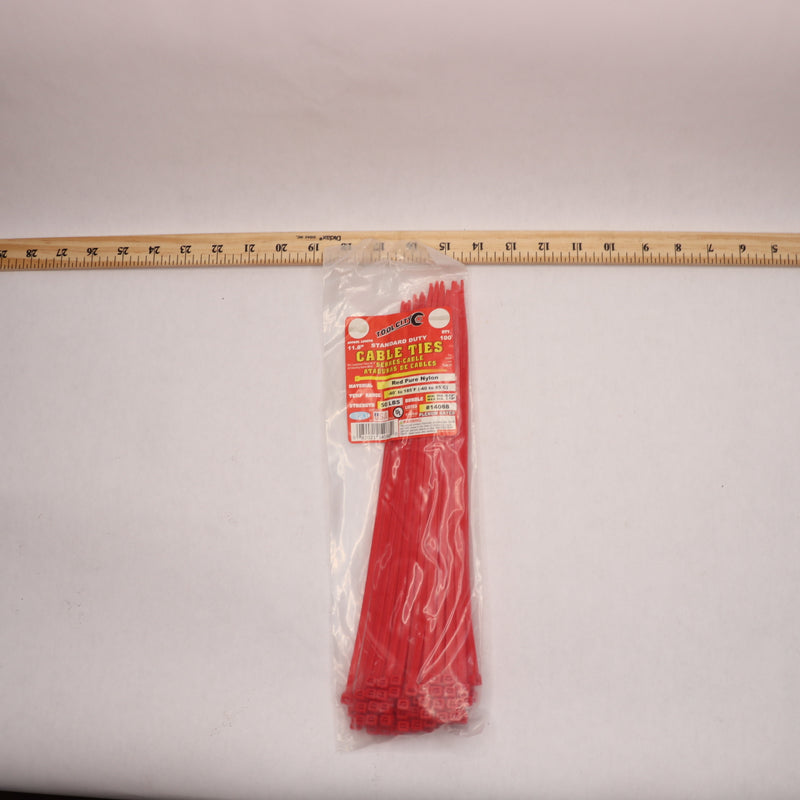 (100-Pk) Tool City Cable Ties Red 11.8"L 3767092