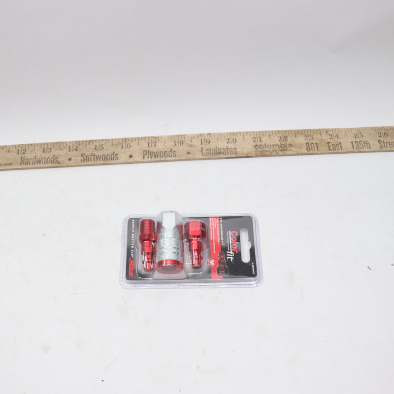 Milton Coupler & Plug Kit M-Style Red 1/4" NPT S-303MKIT - 3-pc/Pack