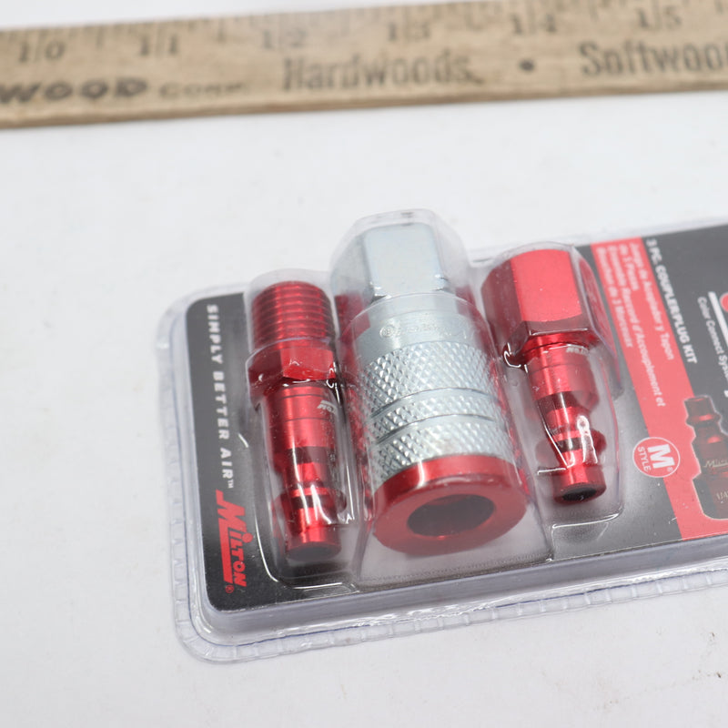 Milton Coupler & Plug Kit M-Style Red 1/4" NPT S-303MKIT - 3-pc/Pack